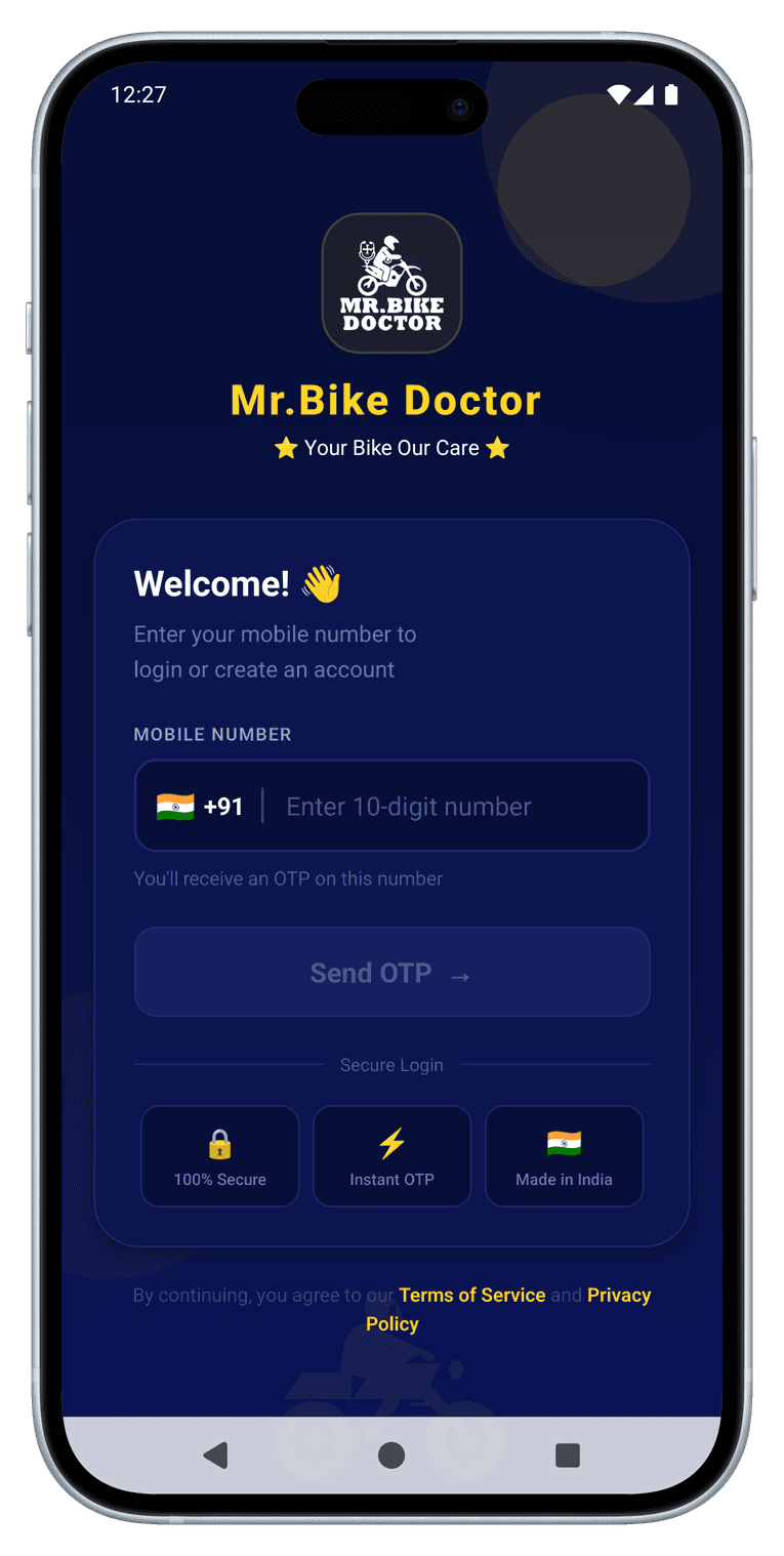 MR Bike Doctor app — sign-in screen